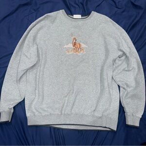 Vintage 90s Deer Buck Nature Outdoor Crewneck Sweatshirt Size XL Embroidered